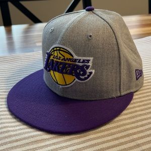 LAKERS gray and purple lakers hat